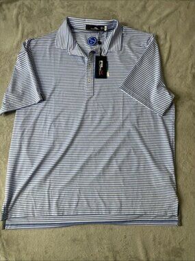 RLX Ralph Lauren Golf Polo Blue White Striped XXL NWT